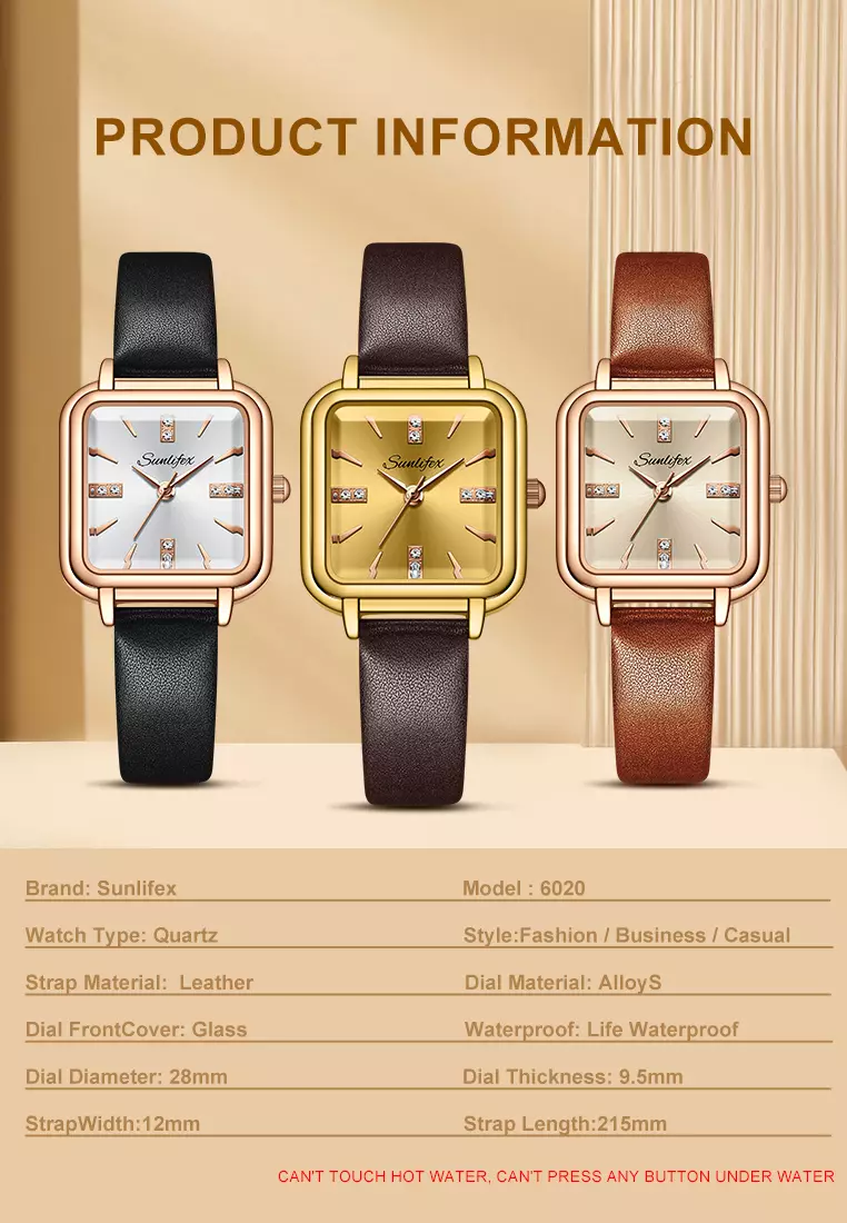 Jam Tangan Wanita Fashion Tali Kulit Jam Analog Kecil Gaya Korea Barsh Jam Tangan cewek black white