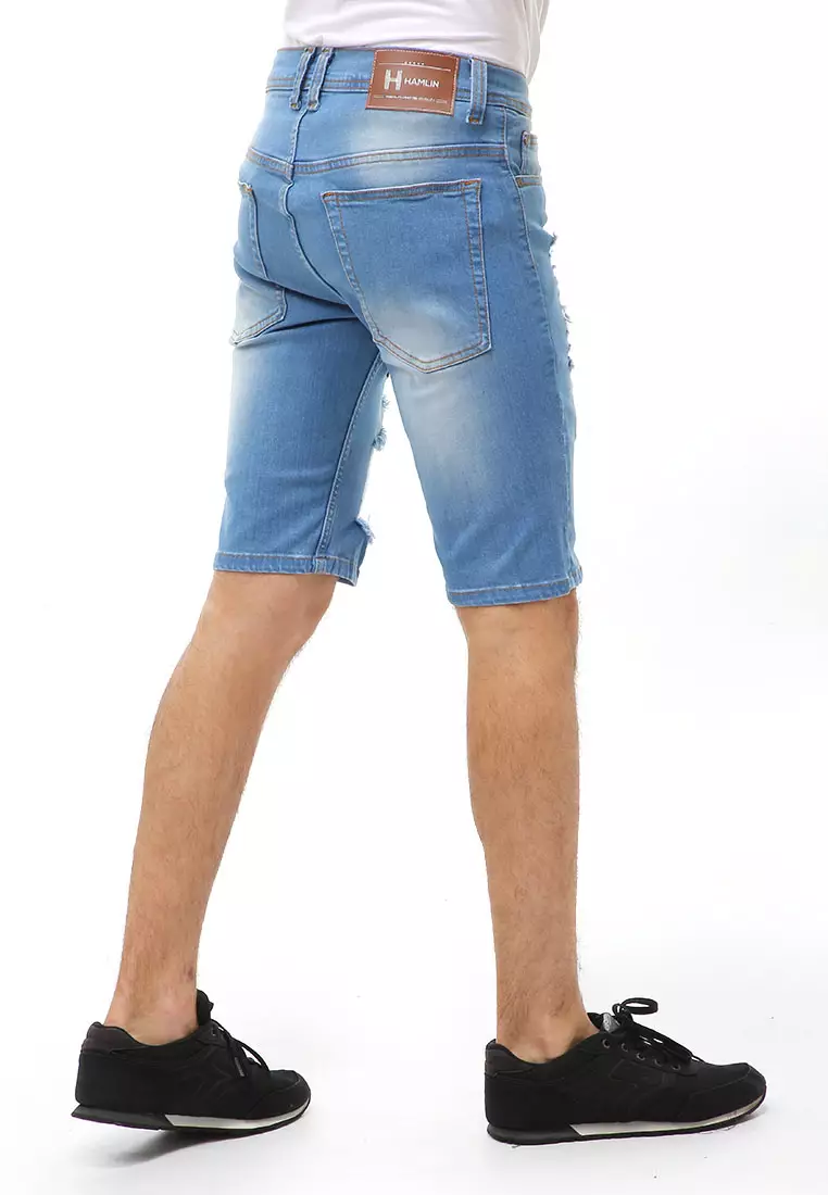 Locko Short Pants Ripped Jeans Pria Sticker Motive Material Denim ORIGINAL - Bioblitz