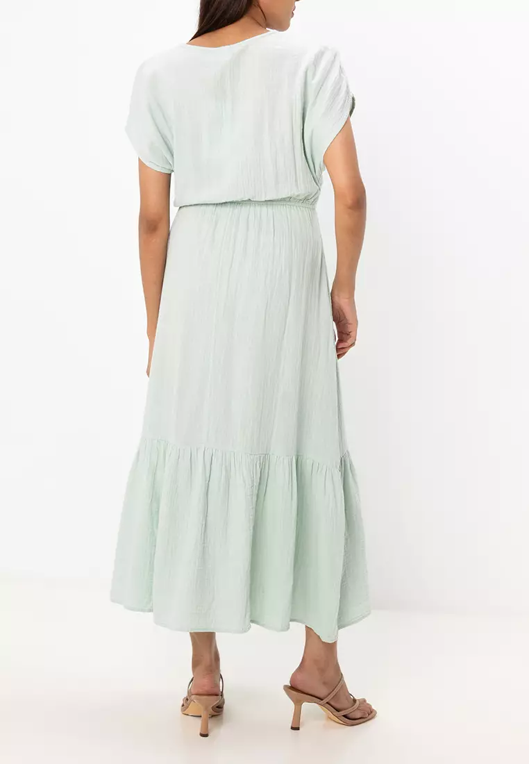 Thyra 短袖裹身中長連身裙