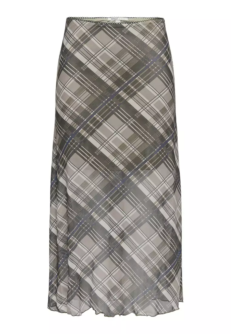 Checked Mesh Skirt