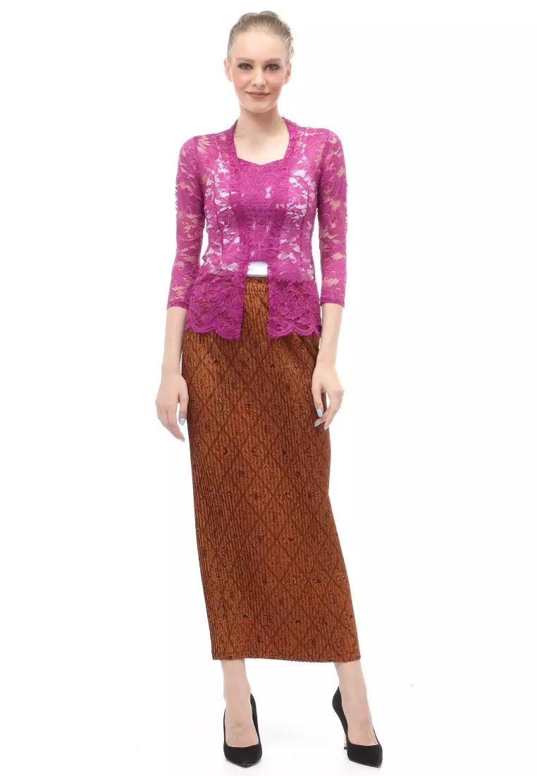 Rok Plisket Motif Batik Bawahan Wanita Design Casual - Sidomukti
