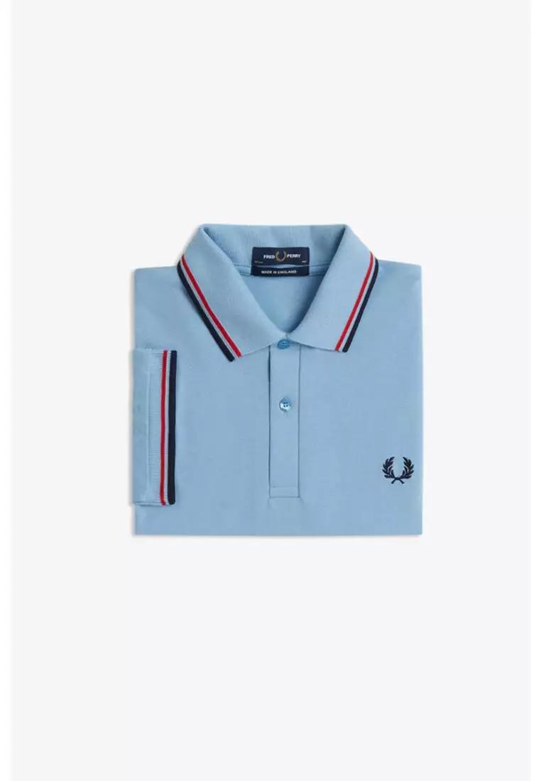 Fred Perry M12 Twin Tipped Fred Perry Shirt (Sky / Red / Navy)