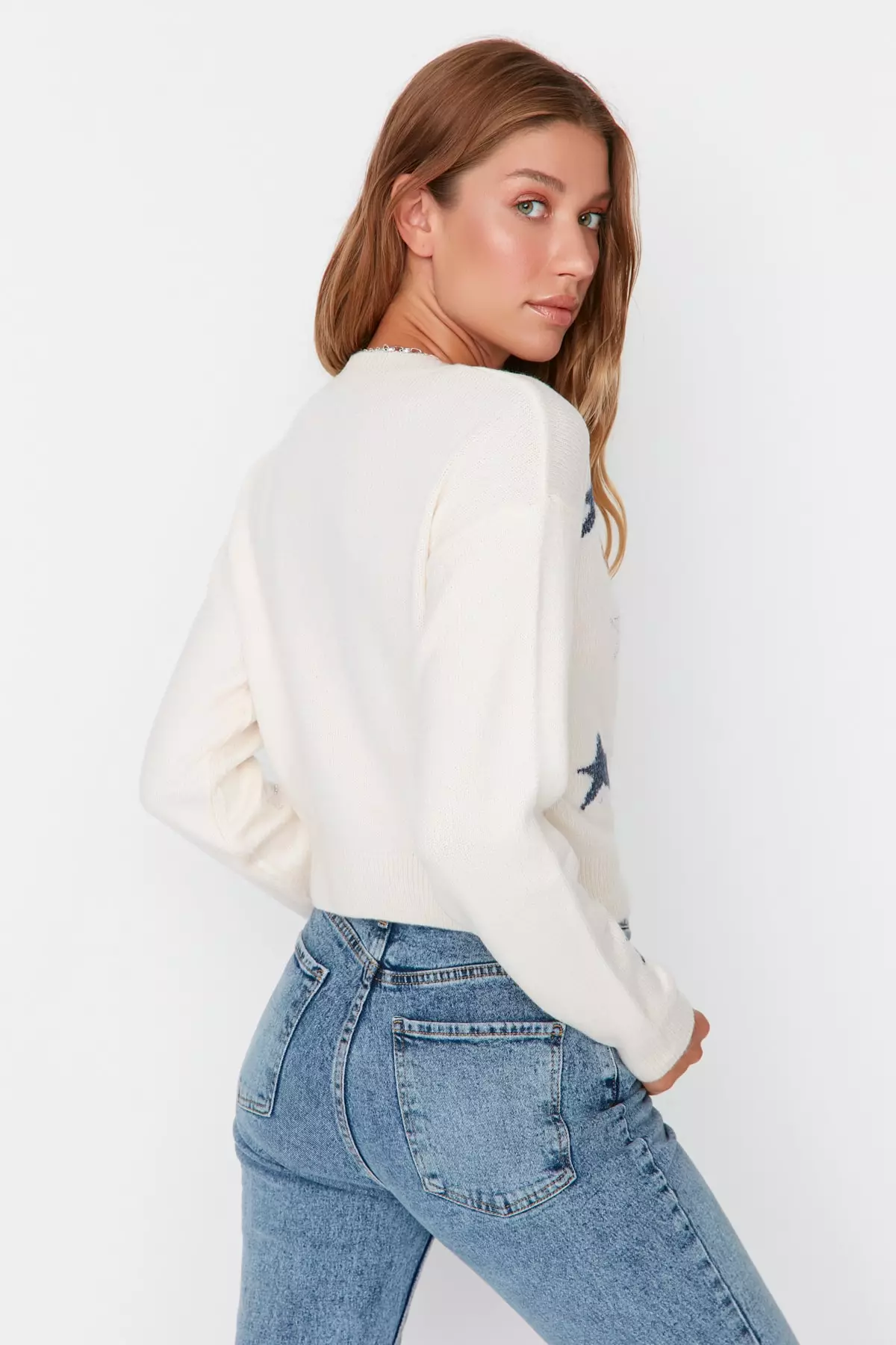 Stars Patterned Knitted Sweater