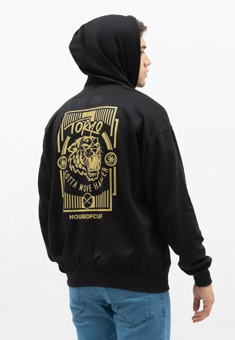Houseofcuff Jaket Jumper Hoodie Sweater Hitam Motif Tokyo