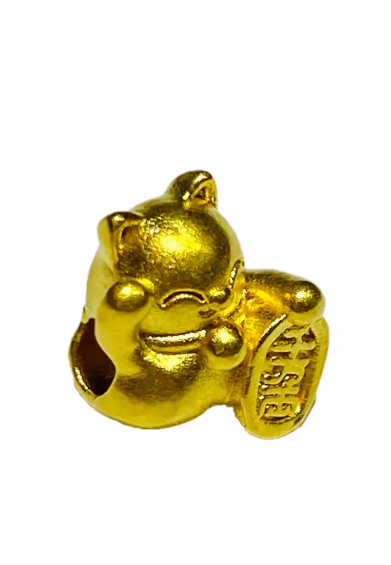 [SPECIAL] LITZ 999 (24K) Gold Lucky Cat With Bracelet 招财猫手链 EPC0157S-B-B (0.26g+/-)