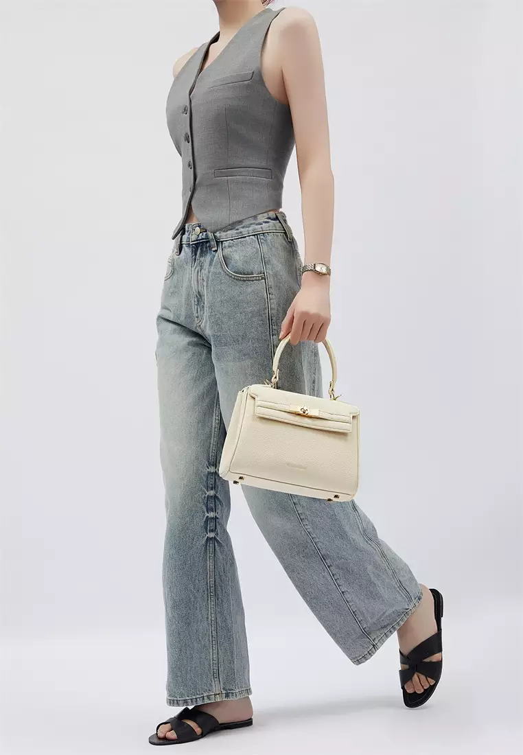 Victoria S 女士時尚休閒手提包 小號女士皮包/單肩包/斜背包/吊帶包 - 白色