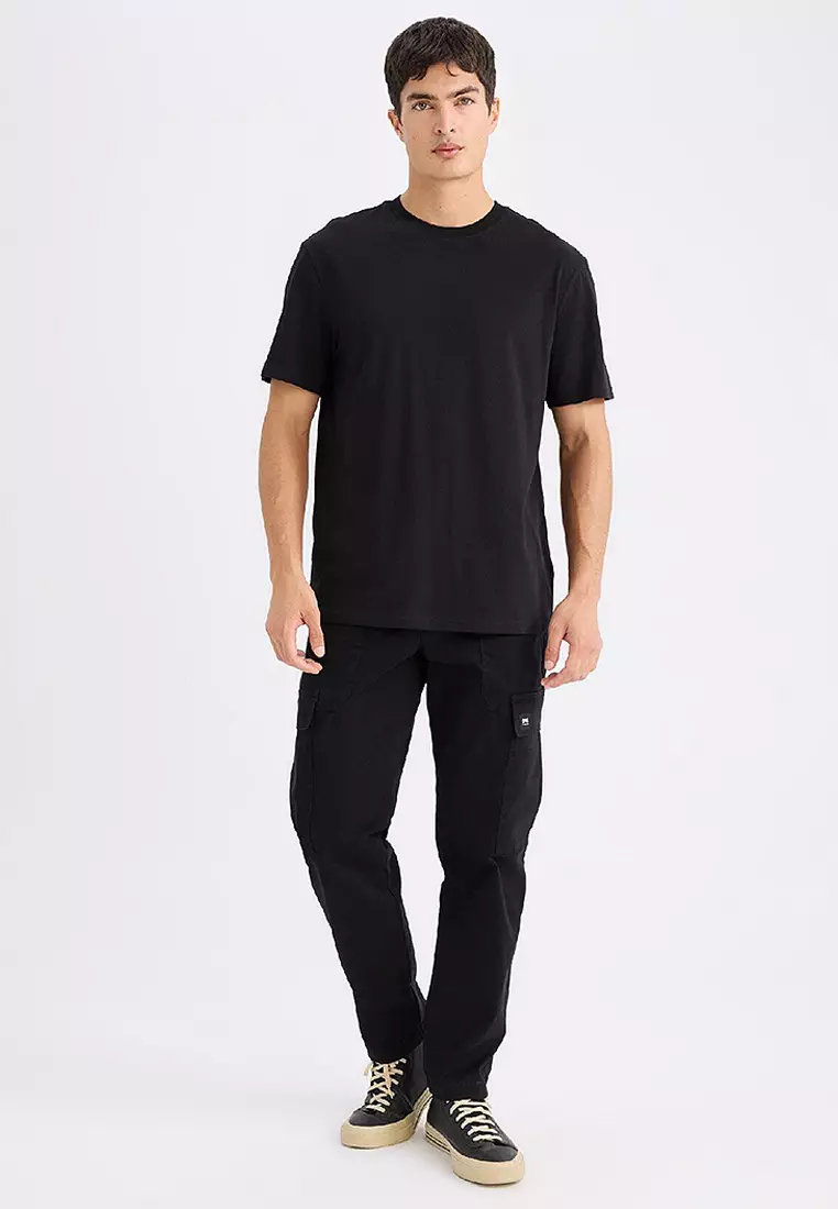 New Regular Fit Crew Neck Basic Plain Short Sleeve T-Shirt