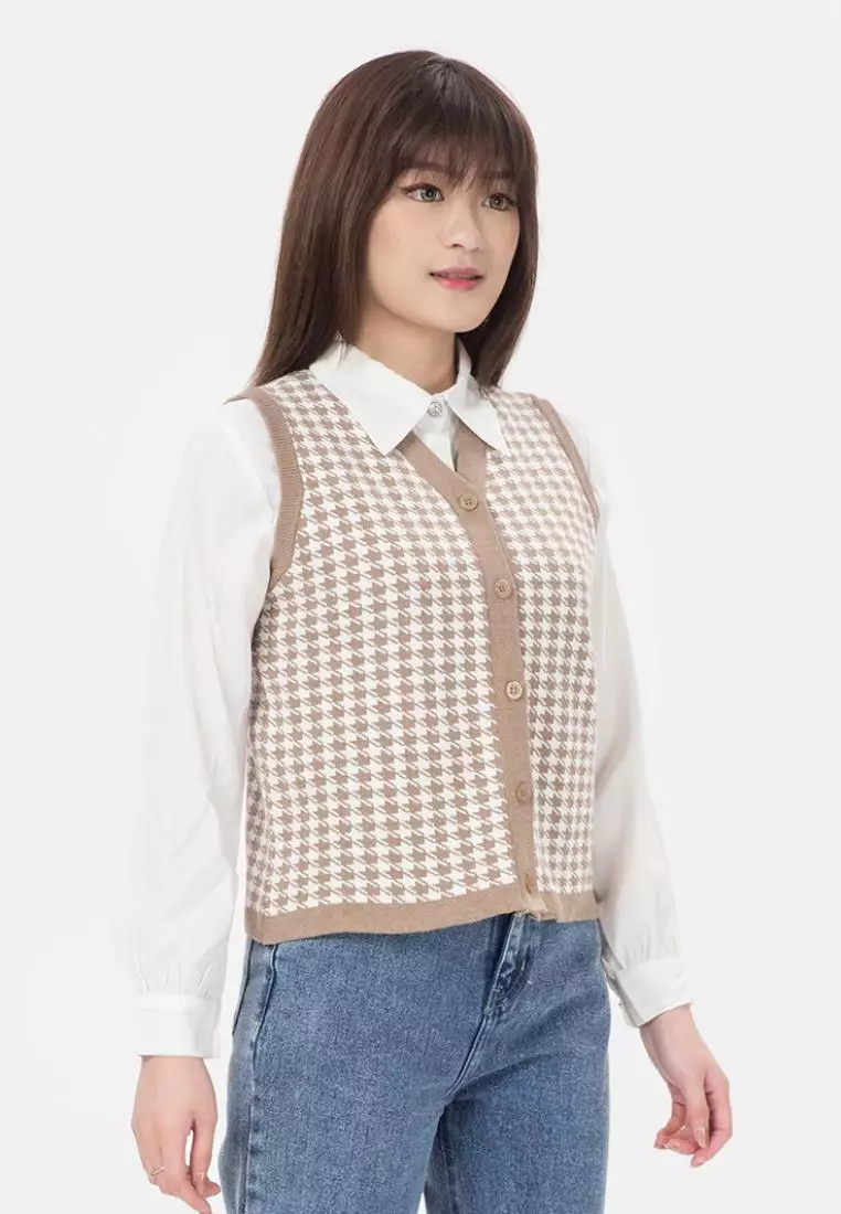 Hazel Vest Knit in Brown