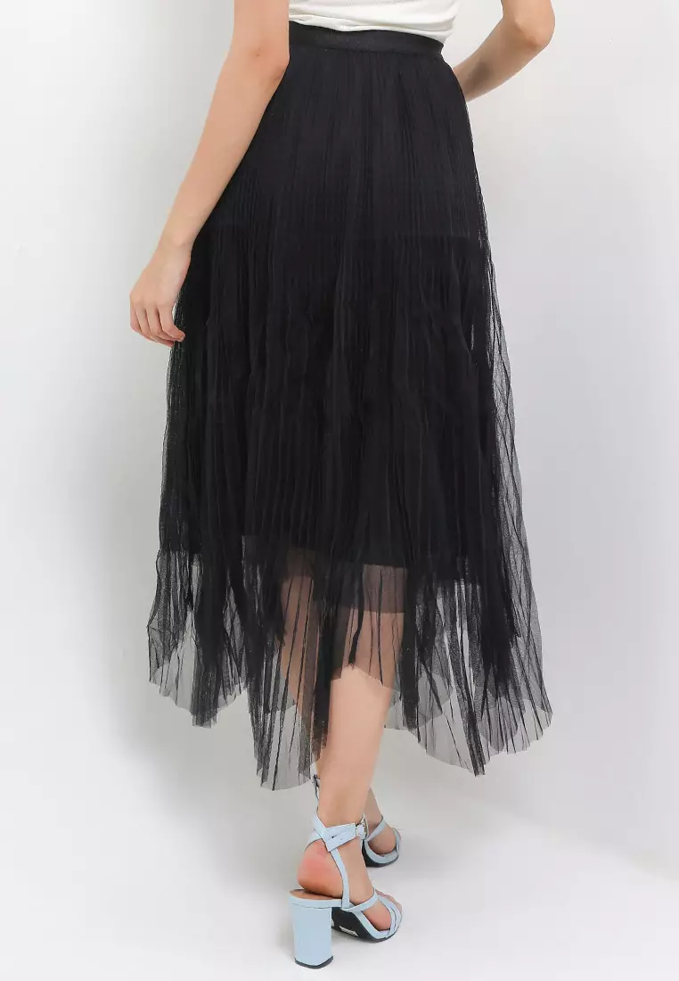 Jual Chic Simple Assym Pleated Long Tutu Skirt Original 2025