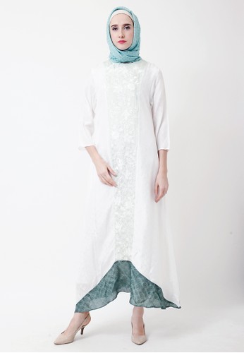 GAMIS COLOR BLOCK, WHITE FLOWER EMBROIDERY