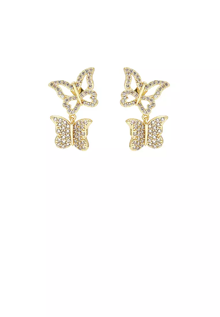 Gold discount butterfly earrings