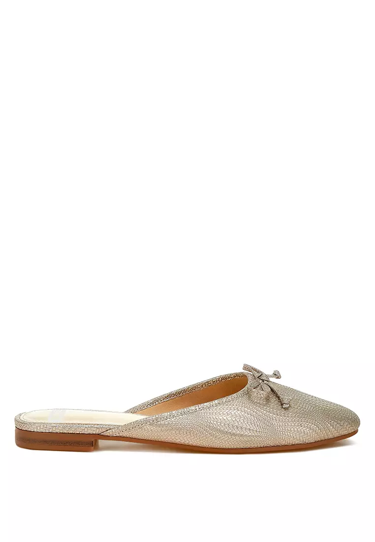 Discount on Rag & CO.  shoes - SKU: Party Bow Slip-On Mules in Gold