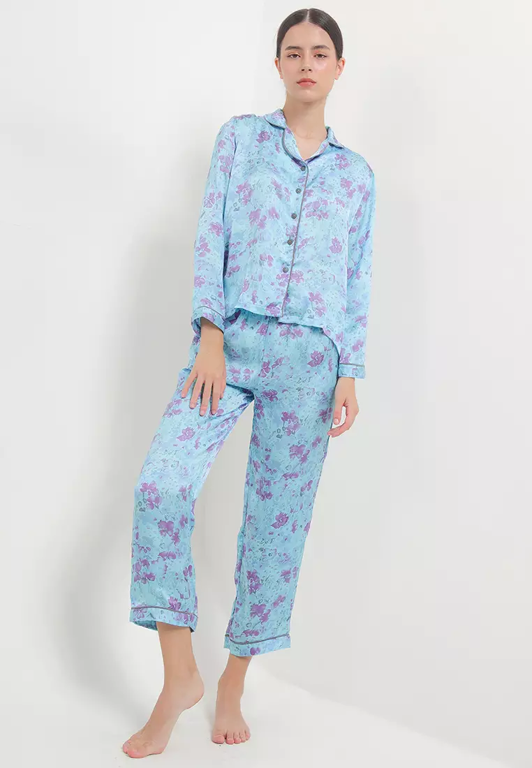Piyama Pyjama Baju Tidur Satin Silk Long Sleeve Long Pants Sleepwear