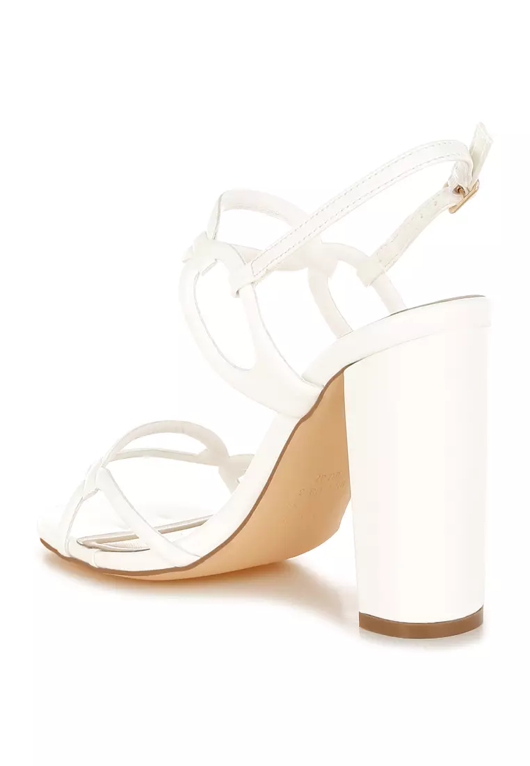 White Cut Out Chain Sandals