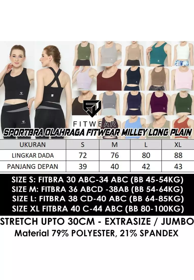 Fitwear - SportBra Croptop Olahraga Wanita MILLEY [LONG PLAIN] - BLUE AQUA