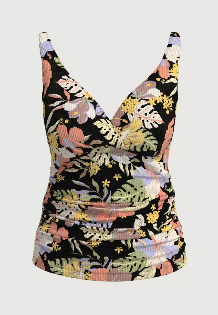 Daydream Black Plus Cup Cross Front Tankini