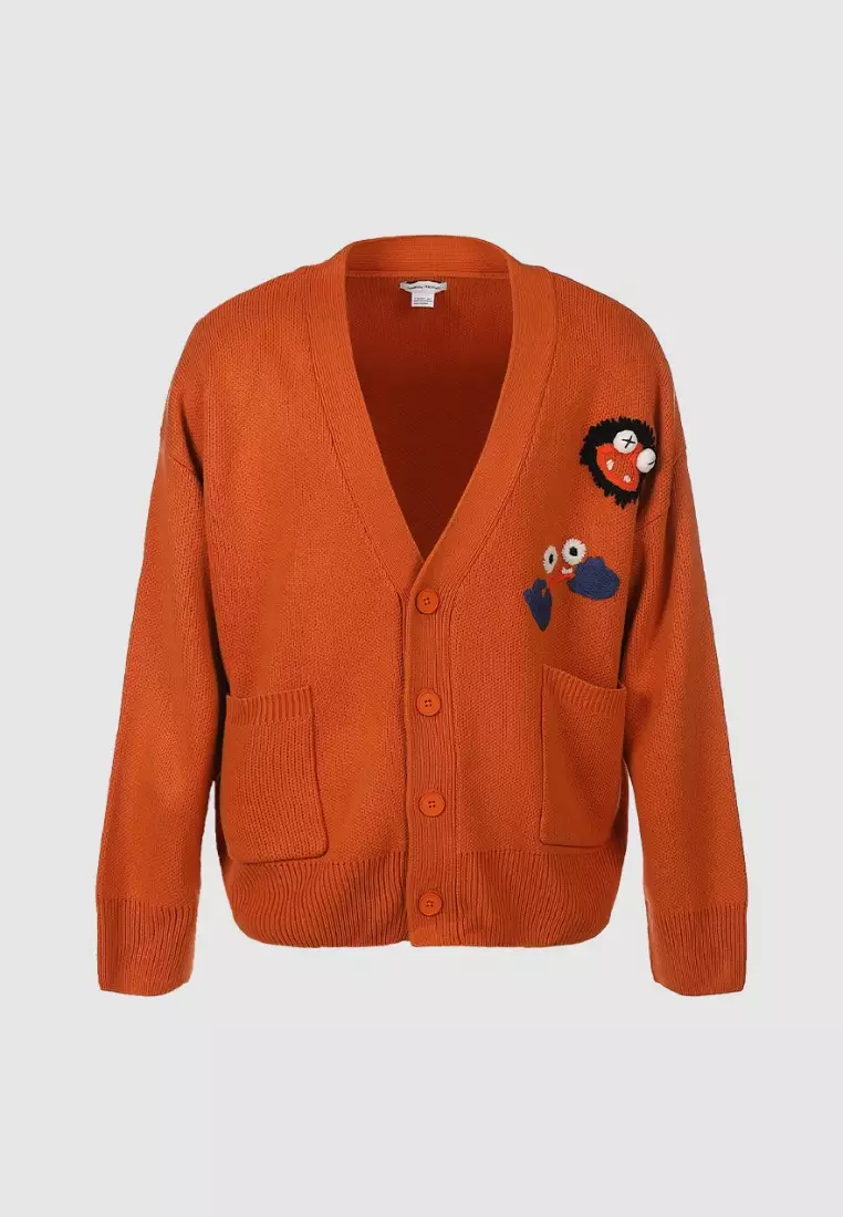 Urban Revivo shrunken cropped cardigan in orange rib knit