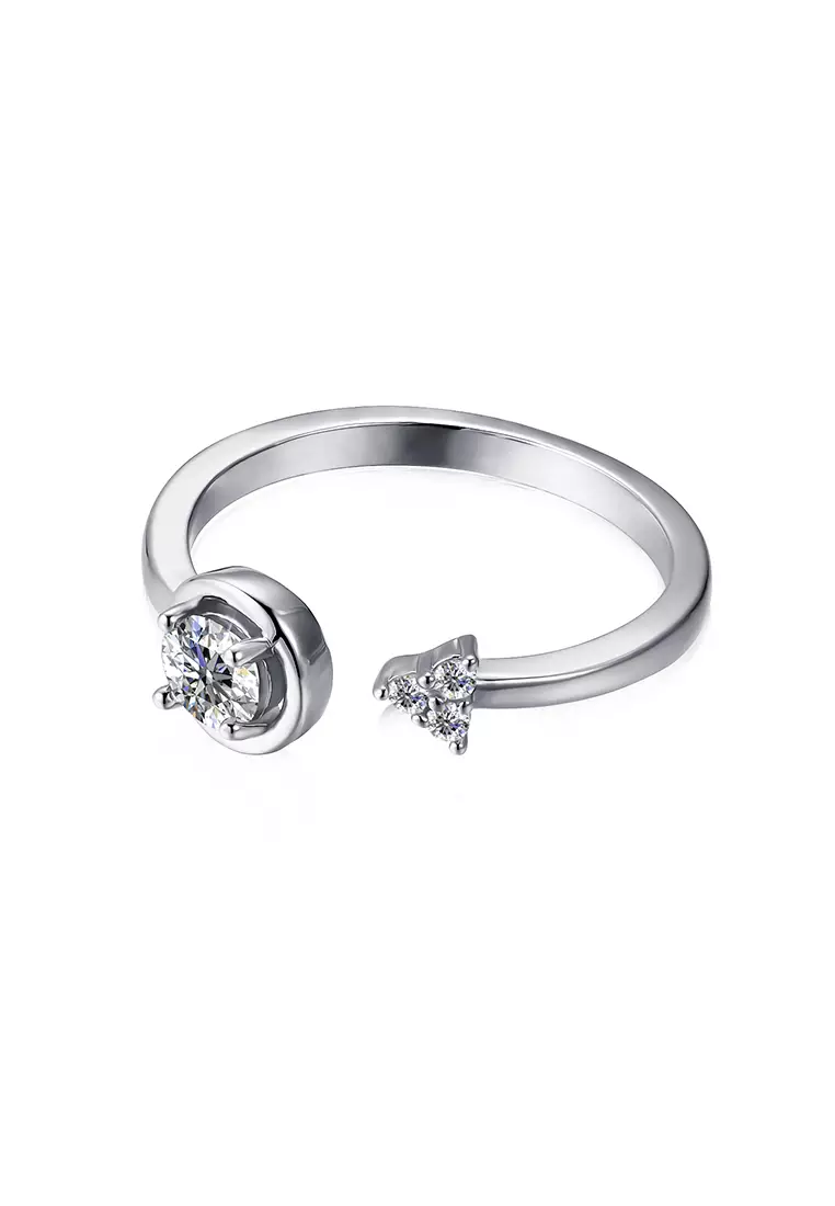 Berlian Moissanite La Fleche Ring [GRA CERTIFICATE MOISSANITE DIAMOND] - Cincin 0,3 CT Moissanite Diamond 925 Silver Celesta by Her Jewellery