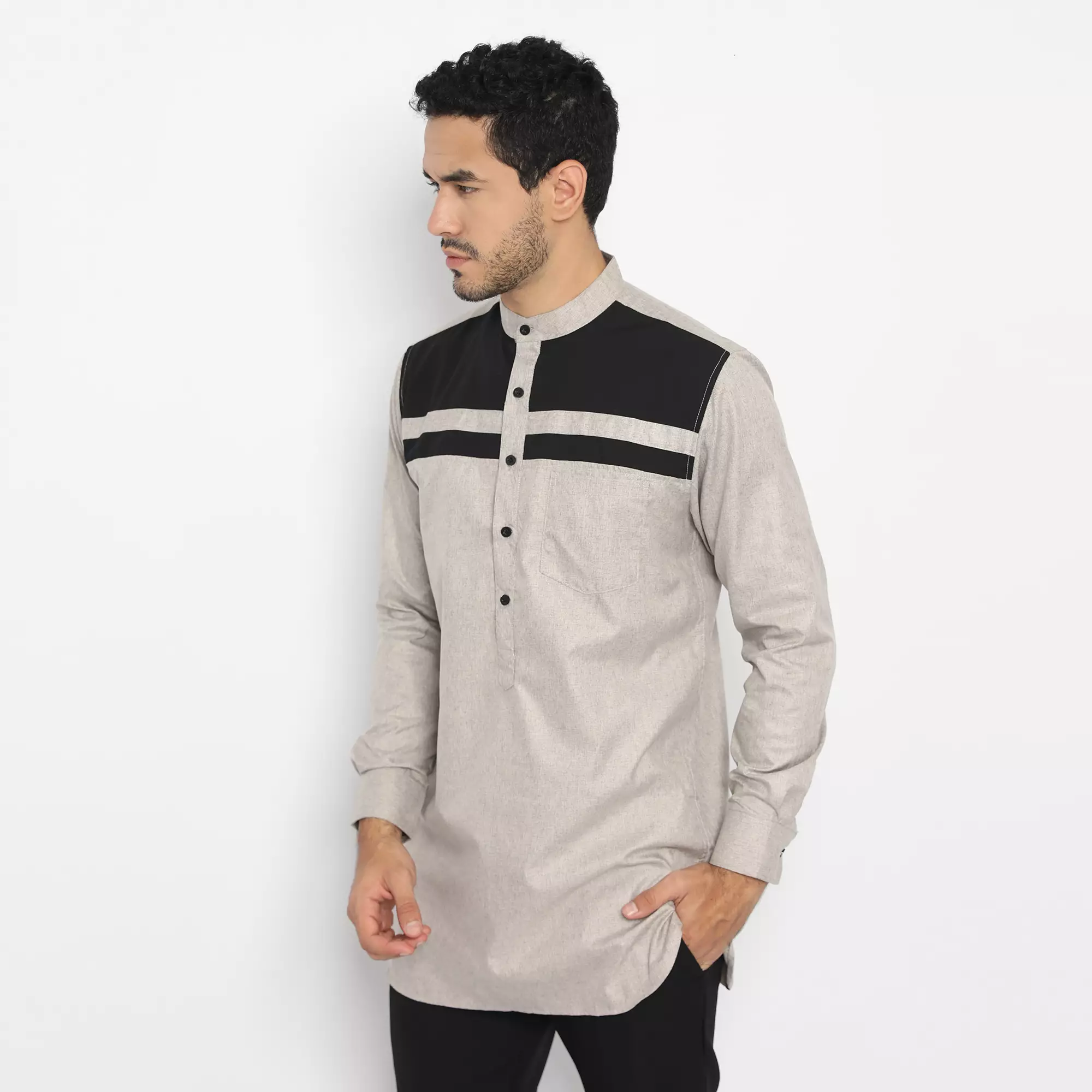 Platini Kemeja Koko Kurta Pria Lengan Panjang Katun Cream 86021