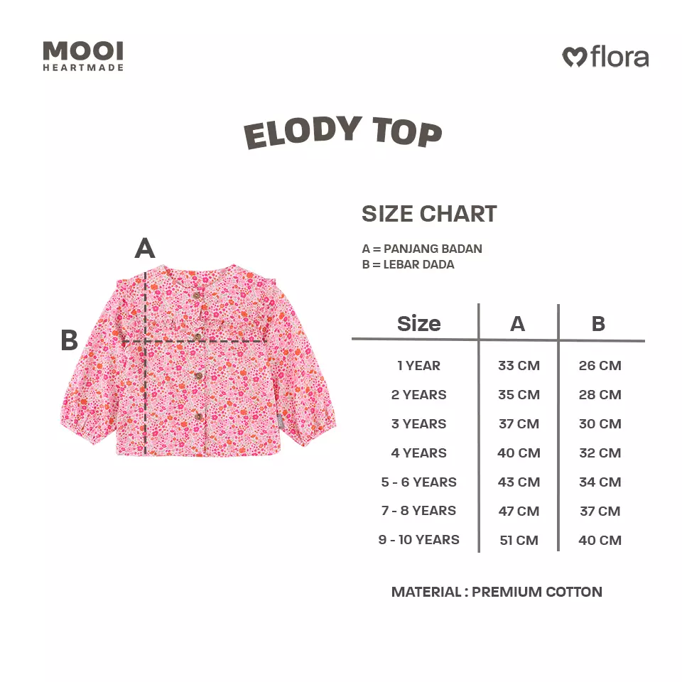 Mooi Atasan Anak Perempuan Elody Top - Tosca