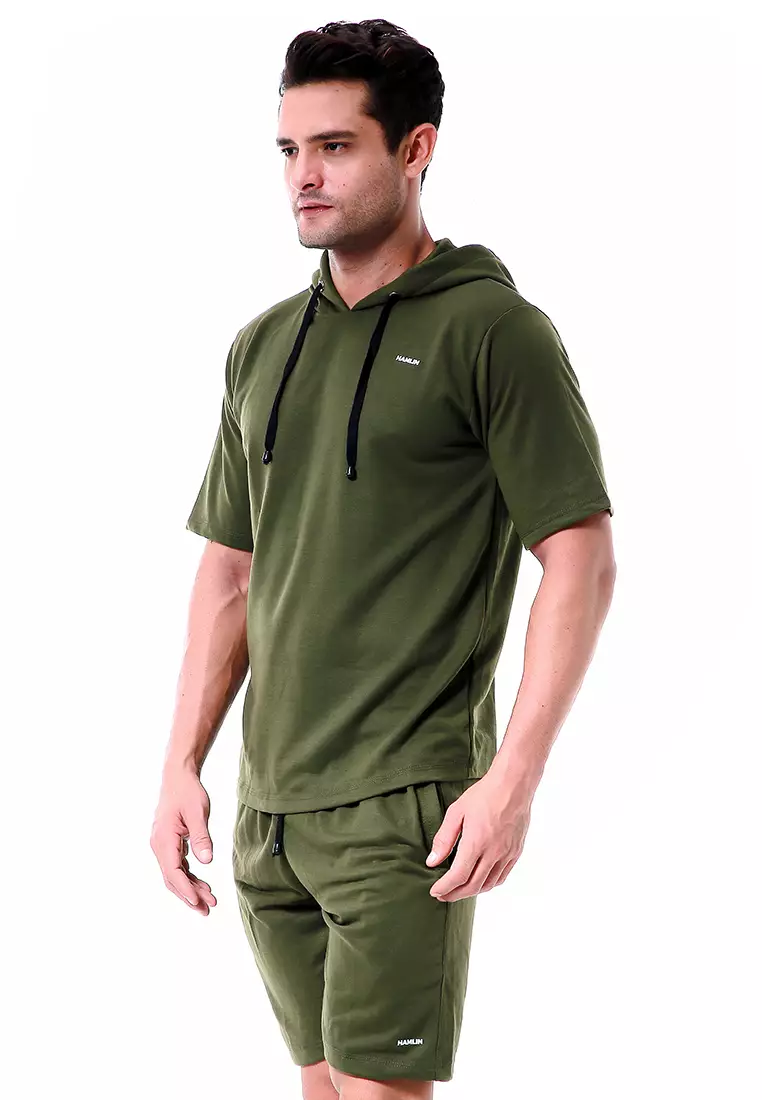 Vincent Setelan Hoodie Pria Sweatshirt Set Casual Motif Polos Material Baby Terry ORIGINAL - Army Green