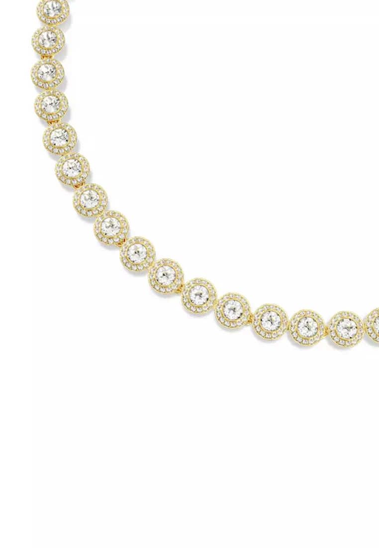 Una Angelic Tennis Necklace, Round Cut, White, Gold-Tone Plated