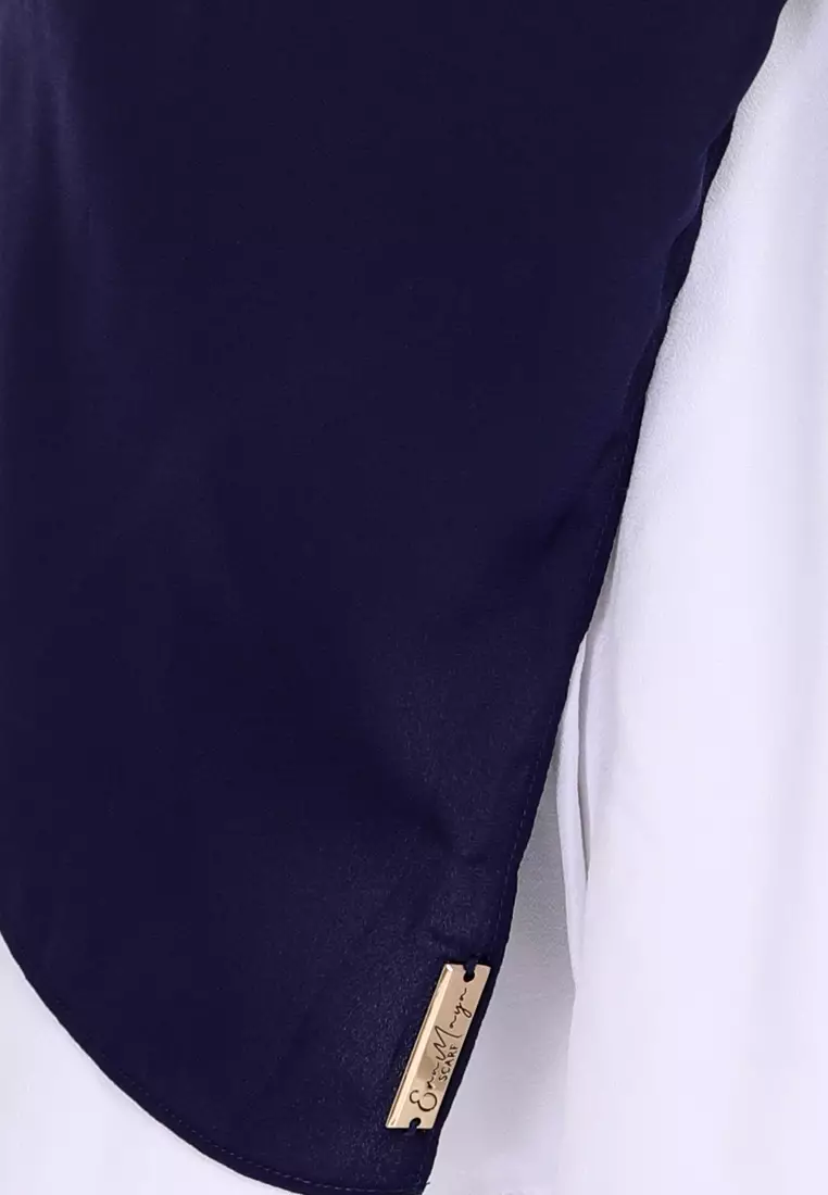 Rania Premium Heavy Chiffon Basic Wide Shawl in Indigo Blue
