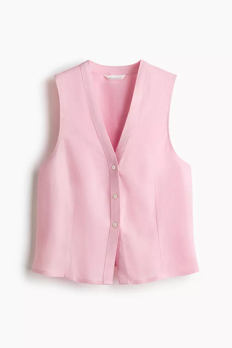 Sleeveless linen-blend shirt
