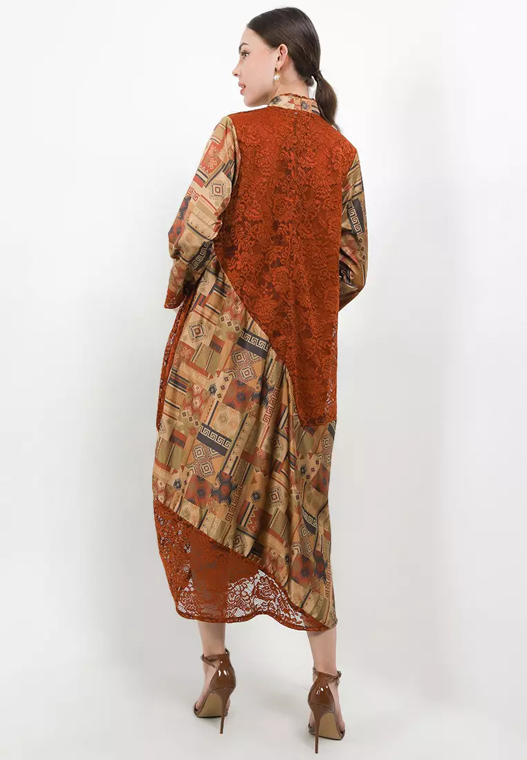 Asymmetric Dress V-Double 7/8-length Slv C&S+Lining