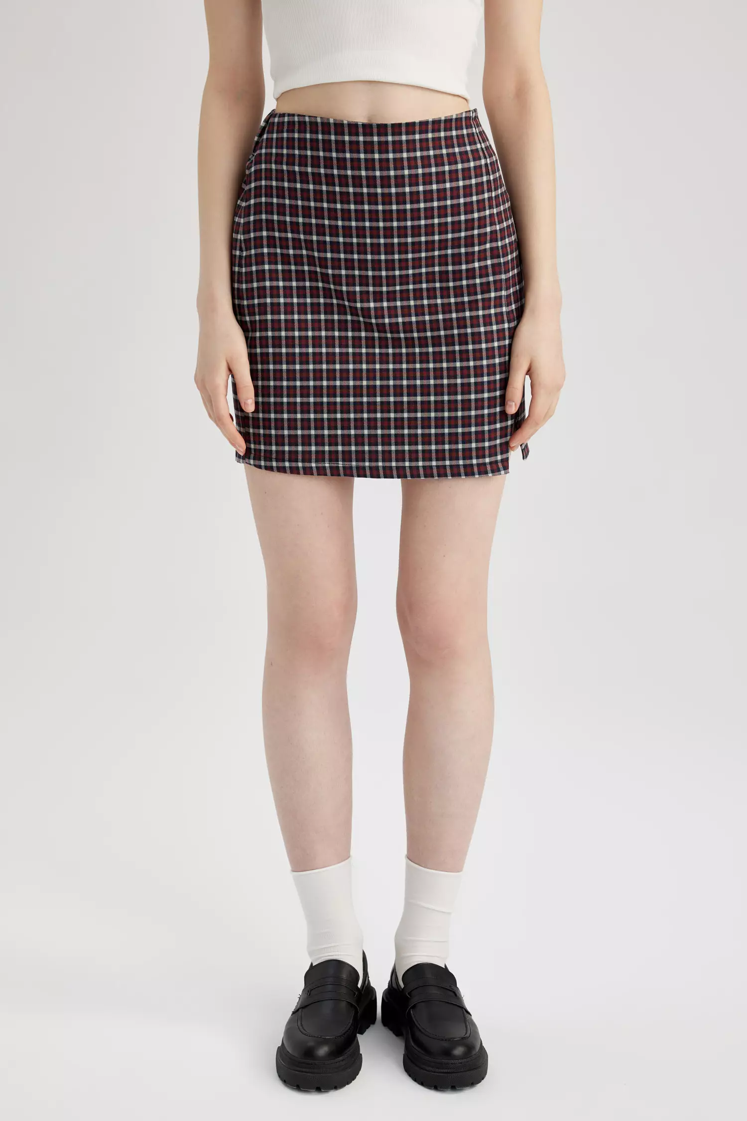 Plaid skirt zalora top