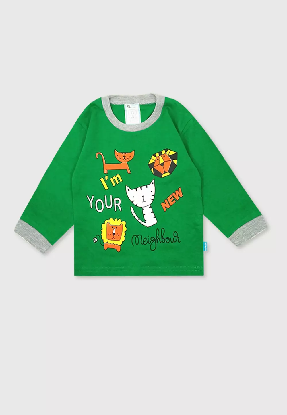 Wakakids Setelan Bayi Baju Lengan Panjang Anak Usia 12 Bulan Hingga 18 Bulan Set Piyama Baju Tidur Motif Cat Meow 3326 Hijau