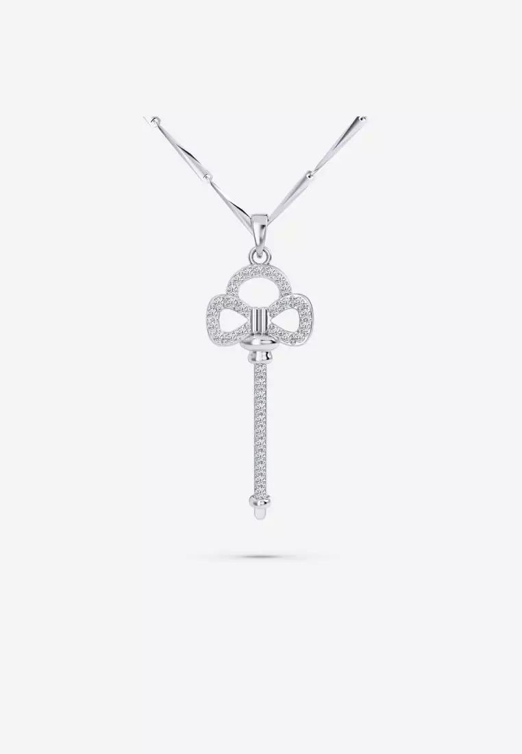 Quartz Diamond Key Pendant