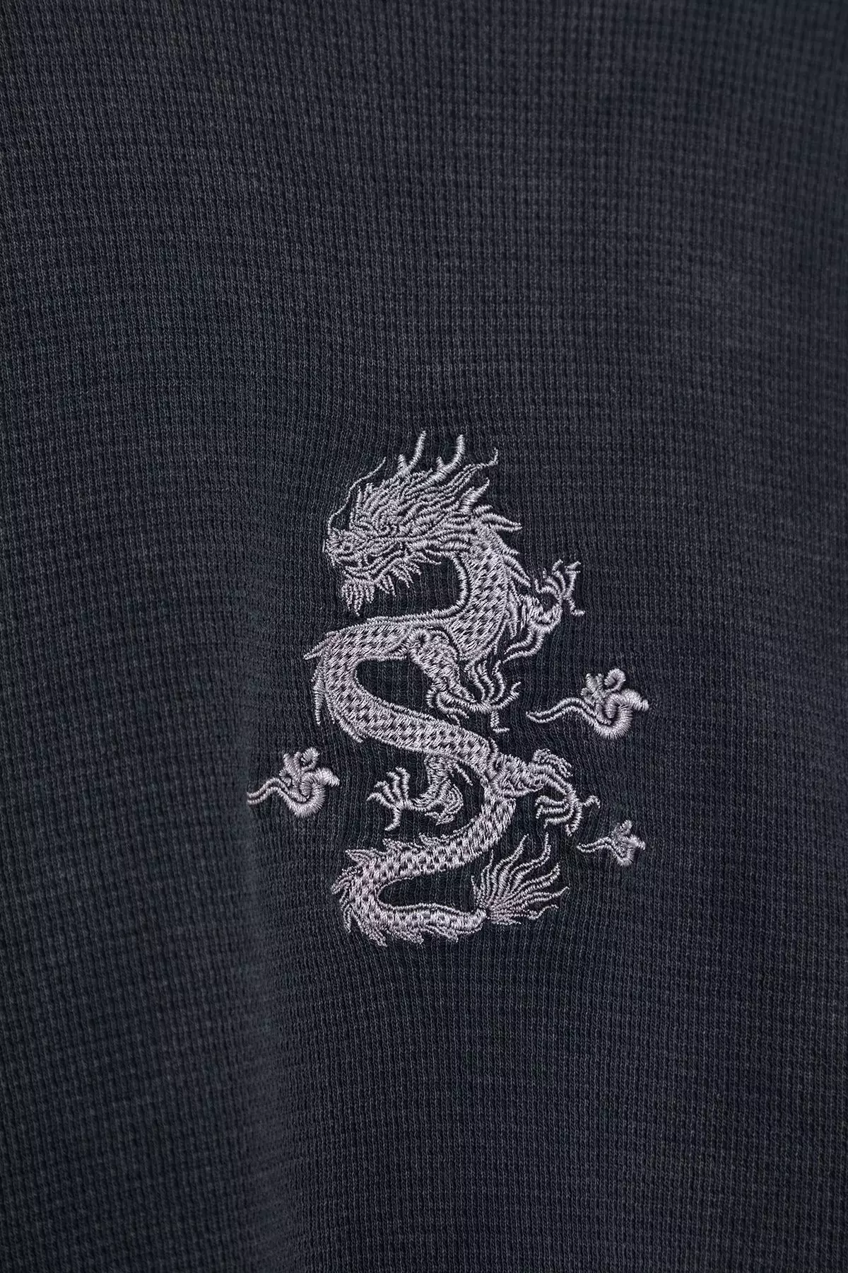 Anthracite Oversize/Wide Cut Textured Embroidered T-Shirt TMNSS25TS00060