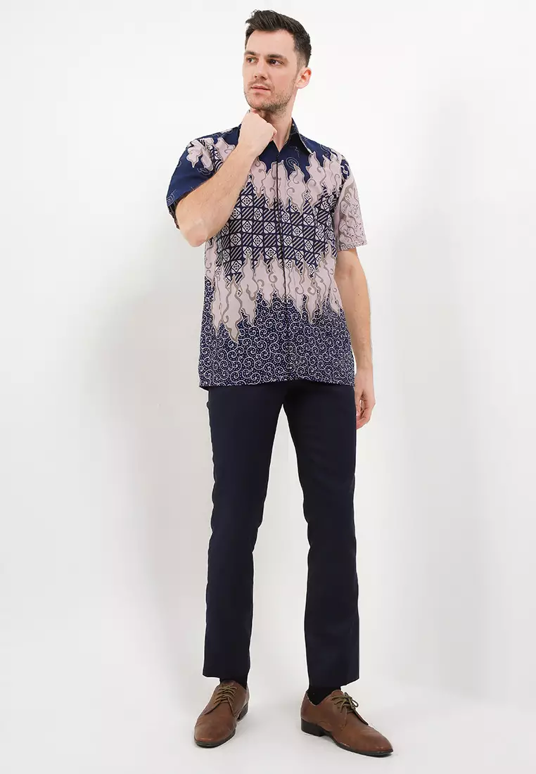 Seroja Kemeja Batik Premium Pria Casual Modern Lengan Pendek