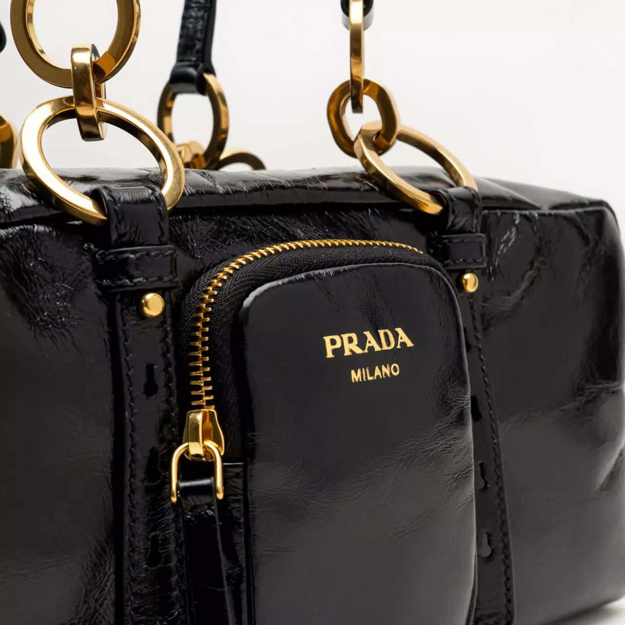 トートバッグ Prada Dangle Medium Leather Top-Handle Bag Black Black Prada Dangle medium leather top-handle bag | PRADA