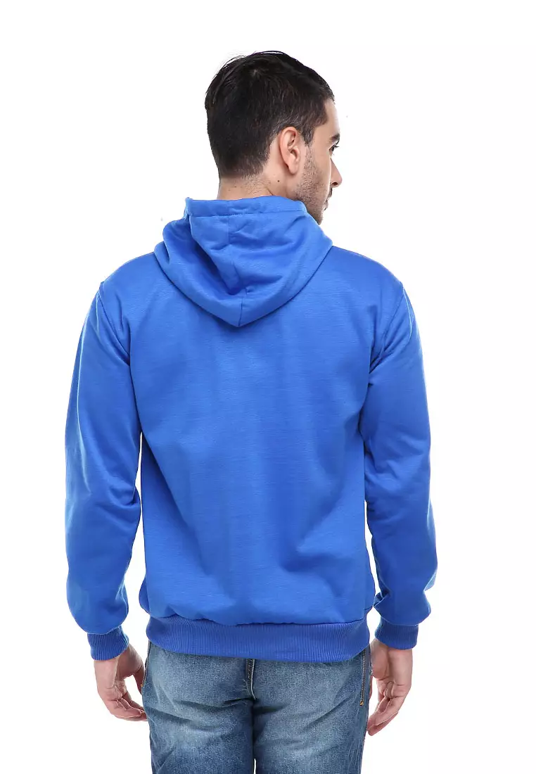 Clover Jaket Sweater Hoodie Polos Pria Casual Plain Jacket Material Fleece ORIGINAL - Blue
