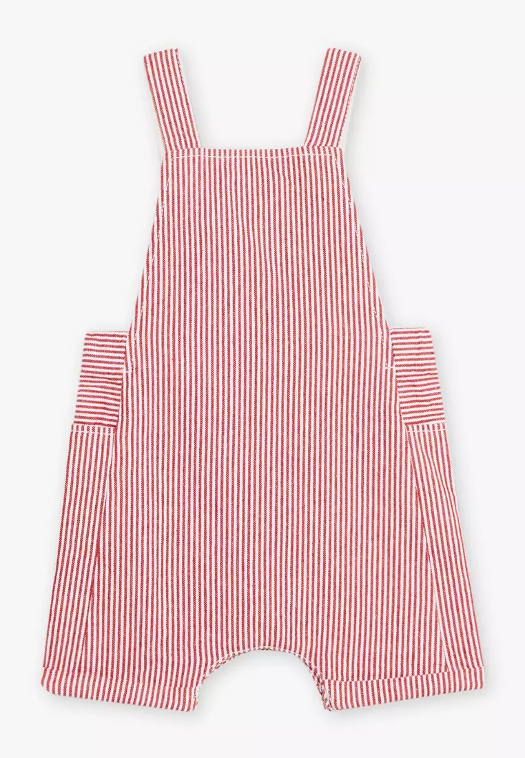 Red and white striped overalls shorts outlet