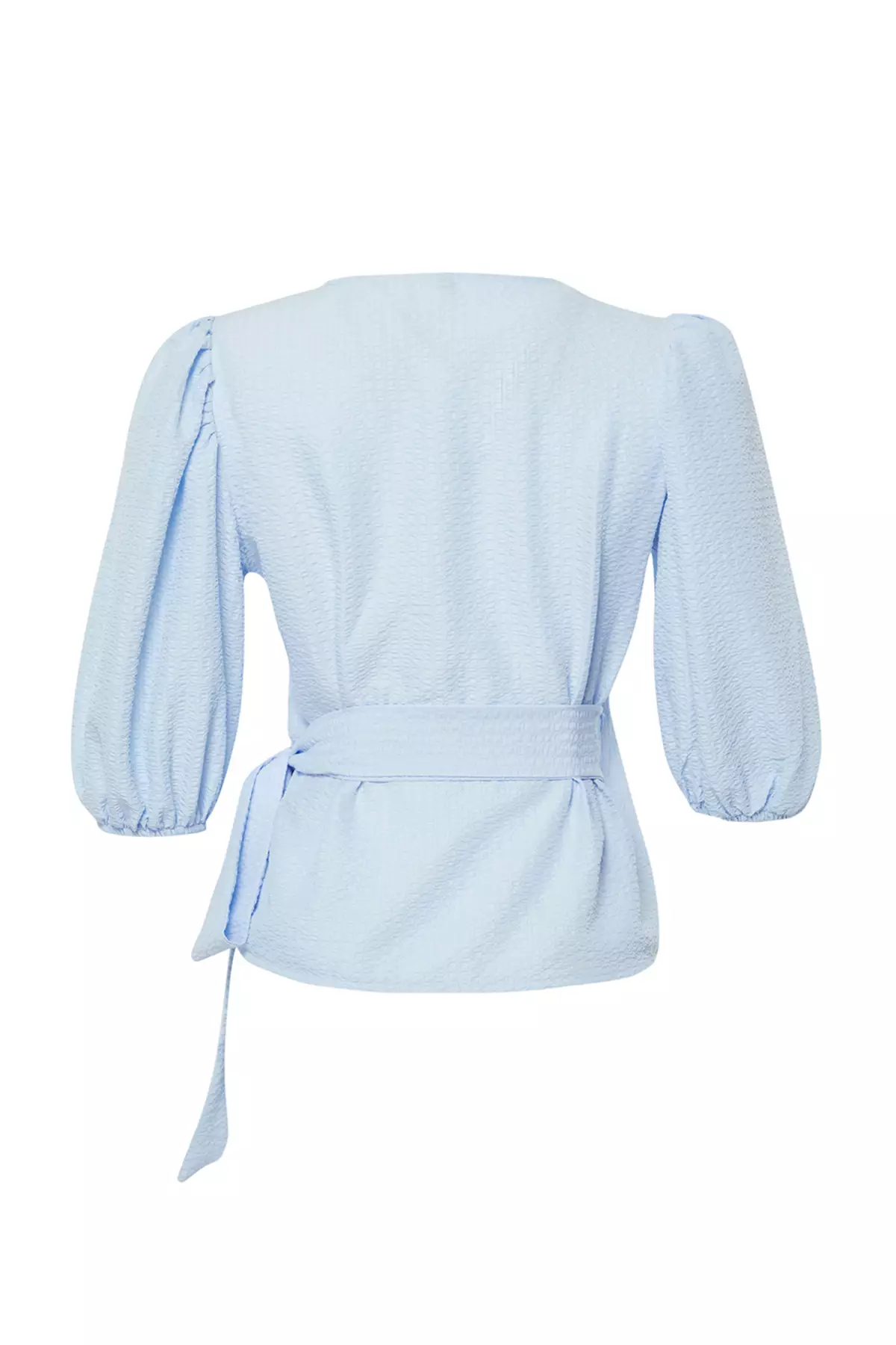 Puff Sleeves Wrap Blouse