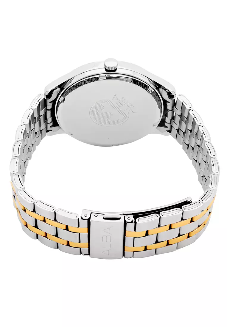Jam Tangan Pria Alba Prestige AS9S12X1 White Dial Silver Dual Tone - Stainless Steel