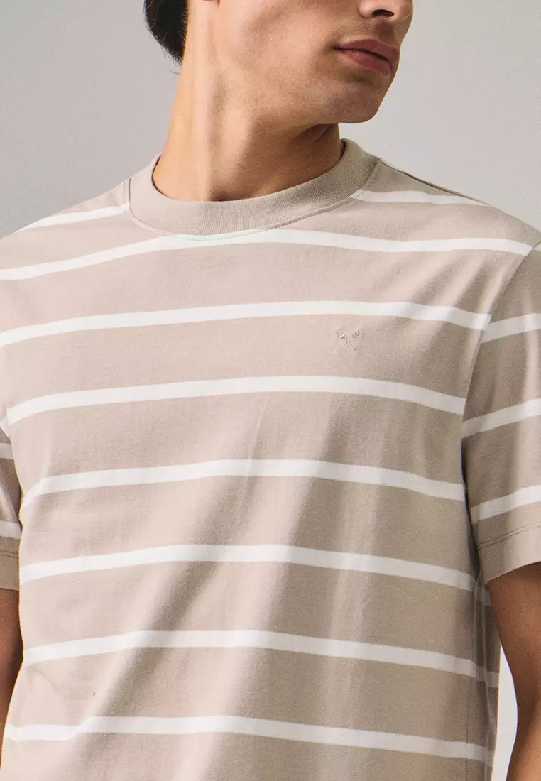 Regular Fit Basic Stripe T-Shirt In Heavy Jersey