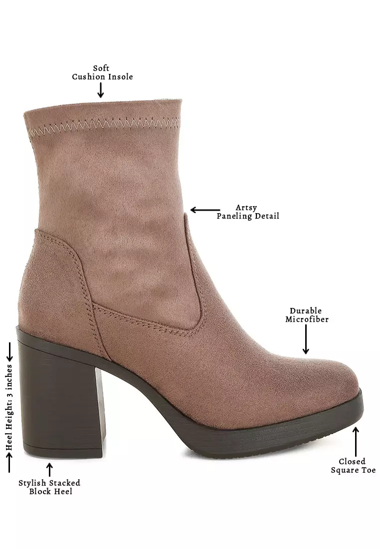 Sepatu Bot Kaus Kaki Mikrofiber Warna Taupe
