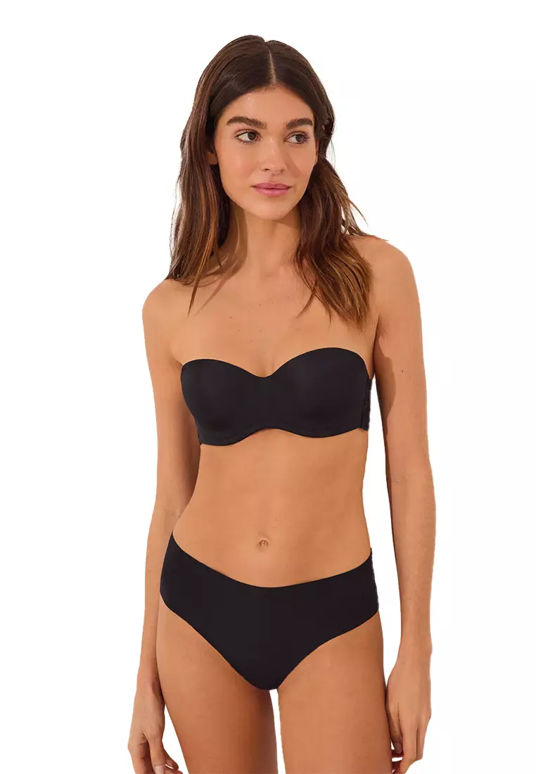 Wide Brazilian Microfibre And Black Lace Panty