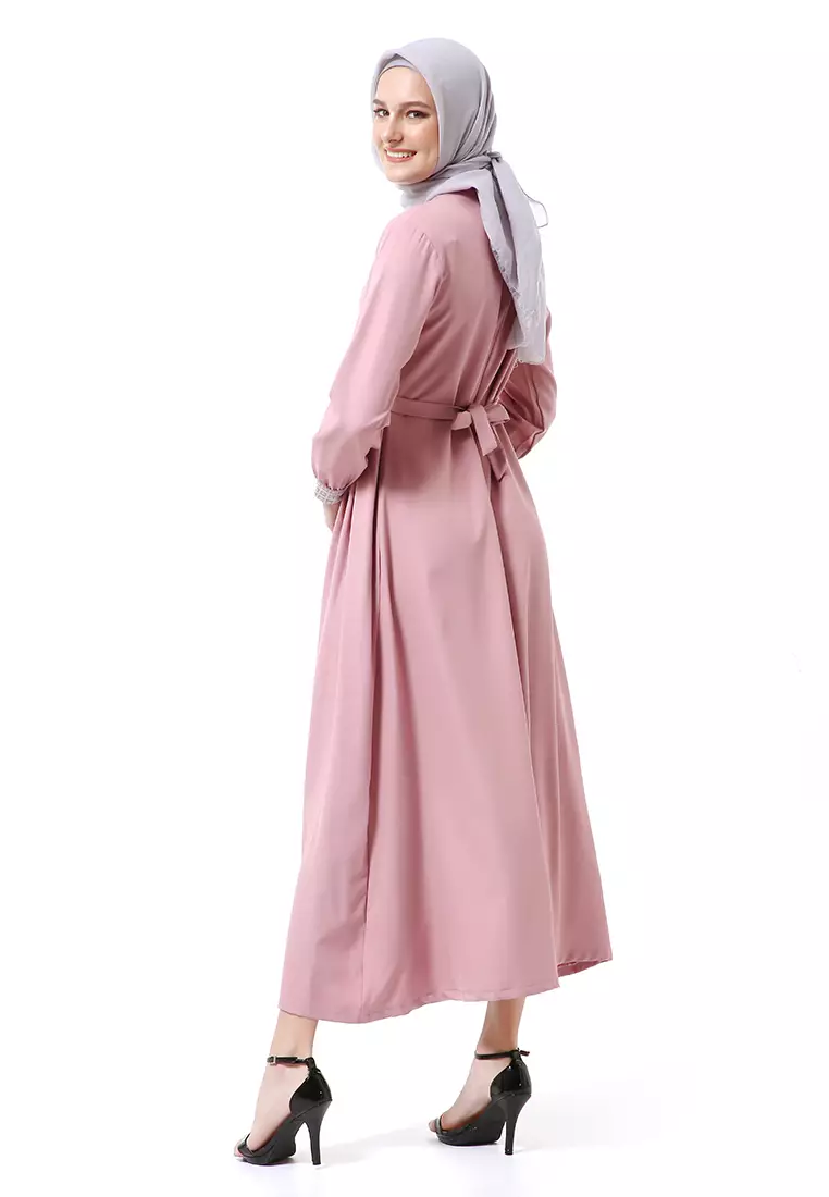 Dewi Dress Pakaian Muslimah Long Sleeve High Quality Premium - NewPink