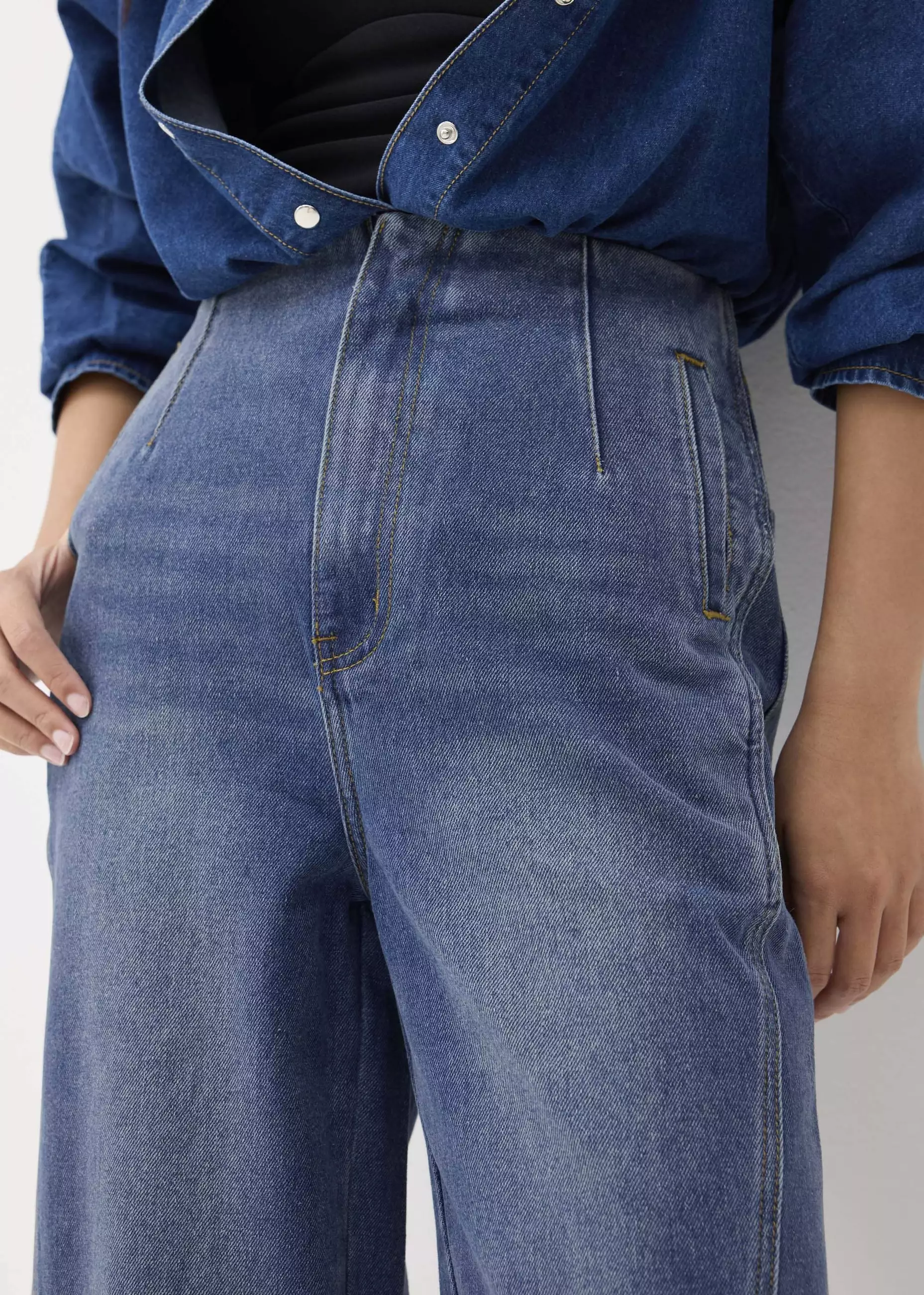 Celana Wanita - Denim Cropped Wide Leg Culottes