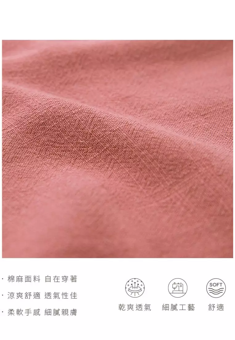 棉麻造型開口泡泡袖上衣《AB18099》