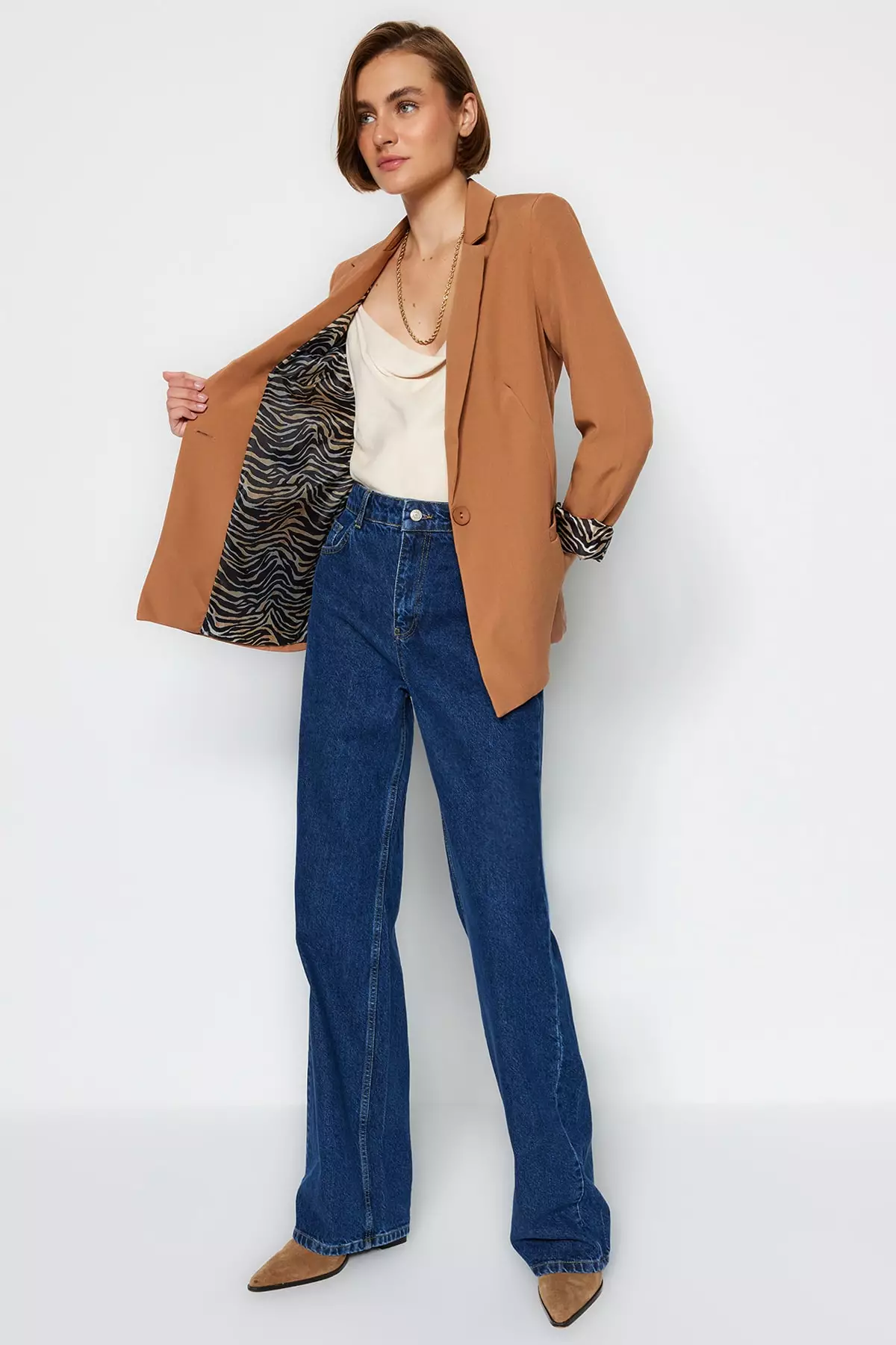 Printed Lining Blazer Jacket