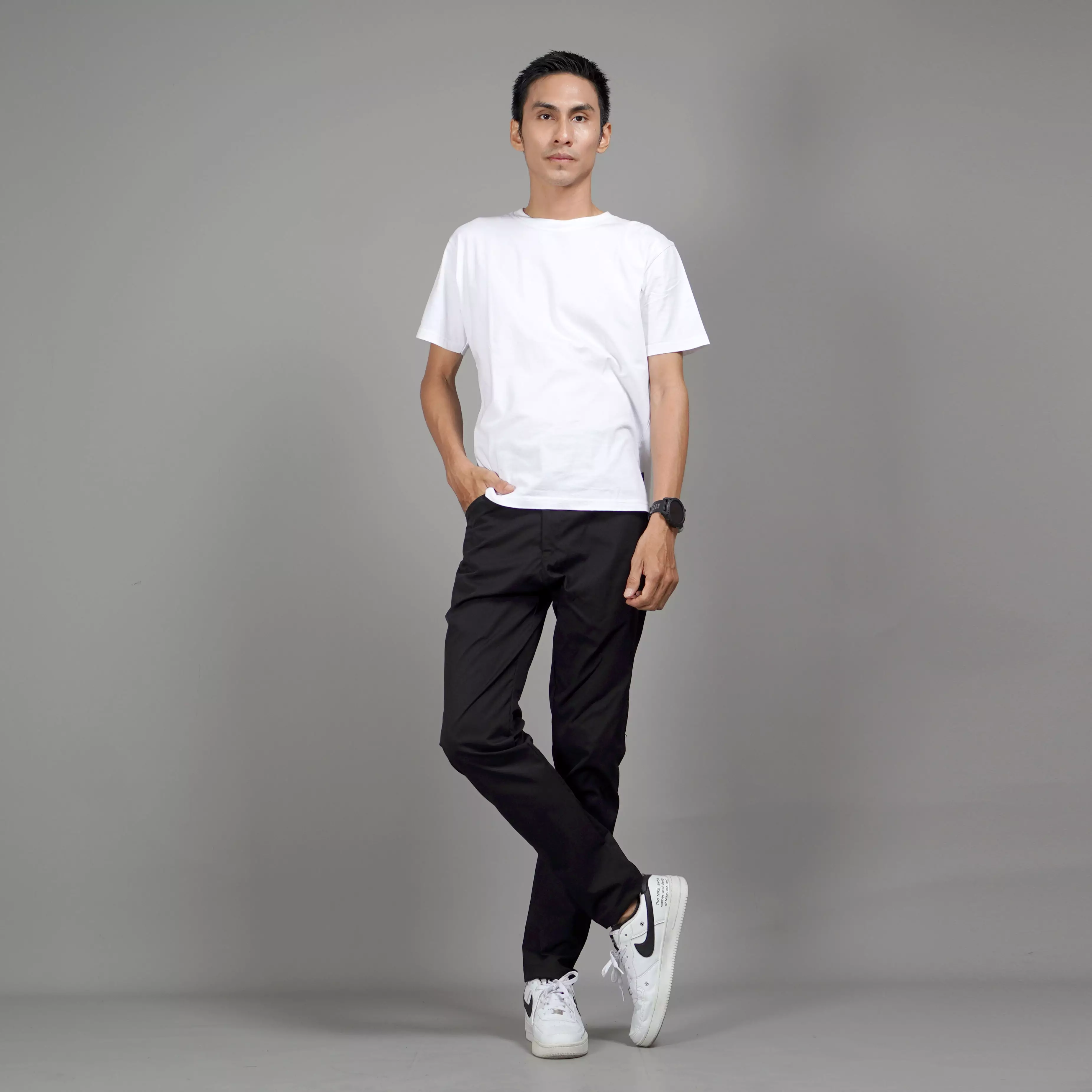  JEFAN Celana Pria Chino Celana Chino Pria Chinos Pants - HITAM