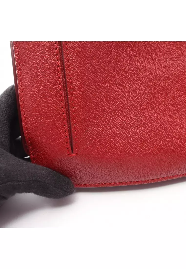 Pre-Loved Burberry TB logo Shoulder bag leather Red