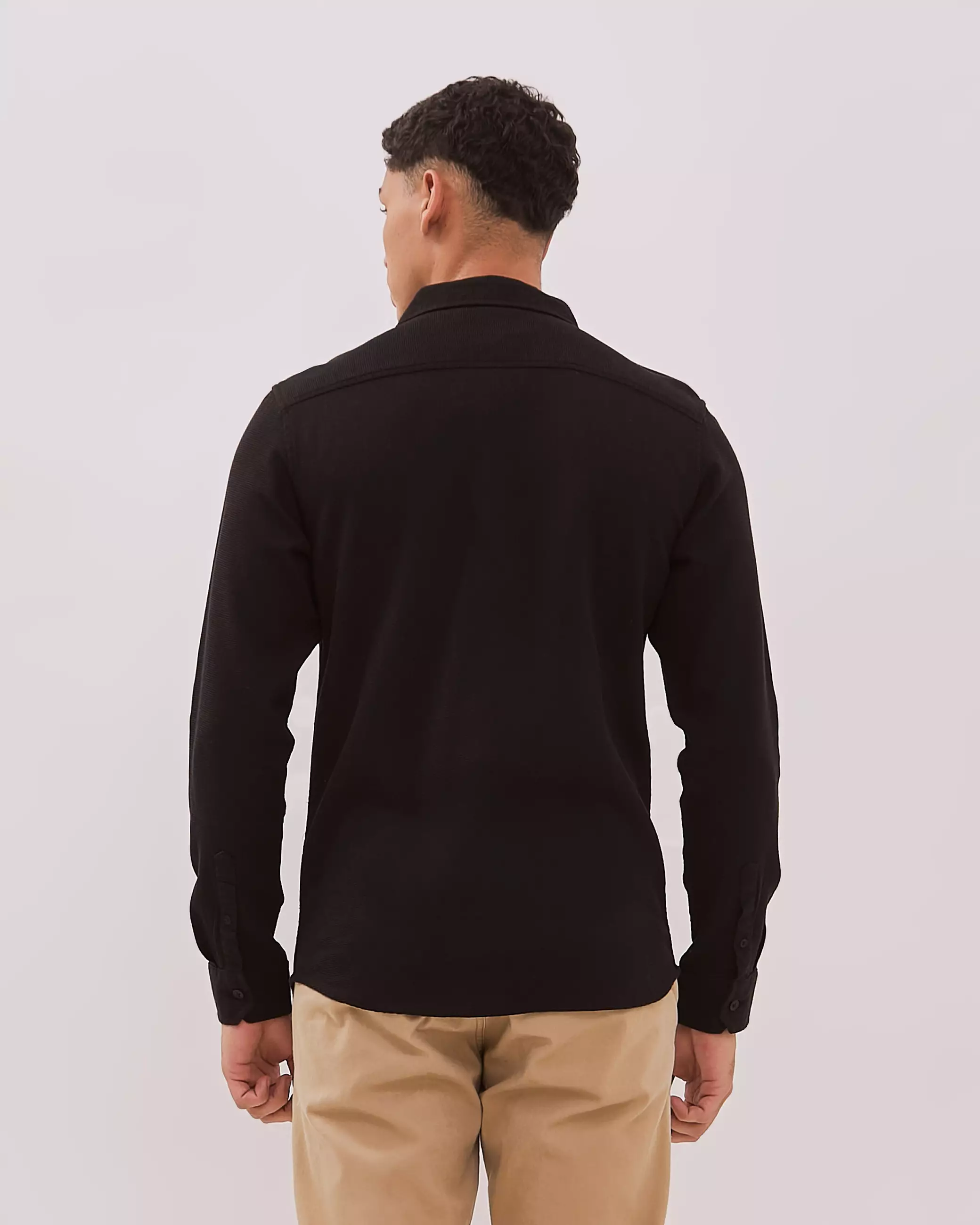 AMK Kemeja Polos Pria Lengan Panjang SHS Tyler Ls Black