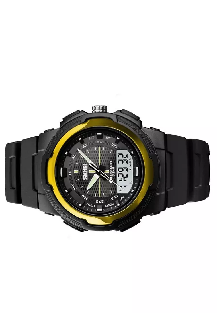 Jam Tangan Kasual Analog Digital Pria Waterproof Strap Tali Material PU PP02 ORIGINAL